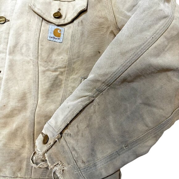 Vintage Carhartt Detroit Chore Jacket Size 44 – Blanket Lined, Distressed Workwe - Picture 5 of 12